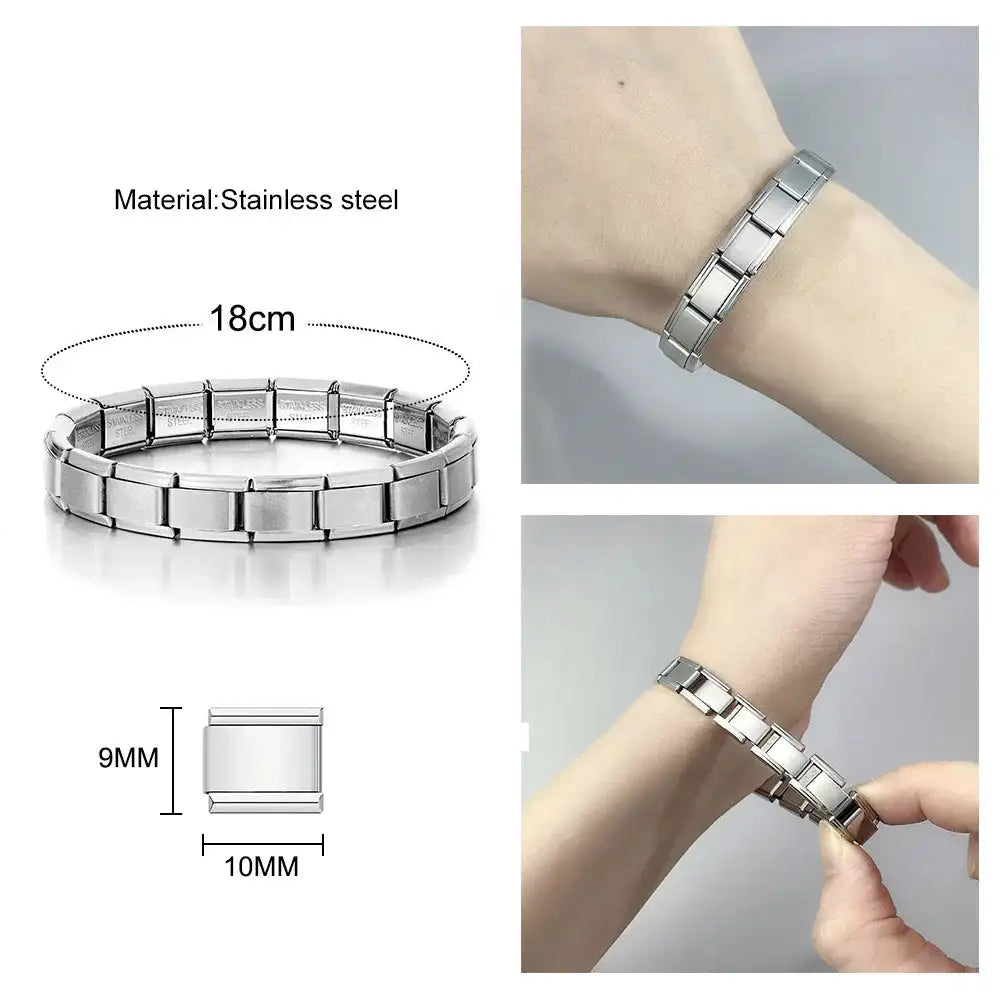 Italian Pendant Charm Bracelet DIY Modular Stainless Steel 9mm Sunrise Weather Vane Compass  drift bottle Outdoor Adventure Gift - Lootquake