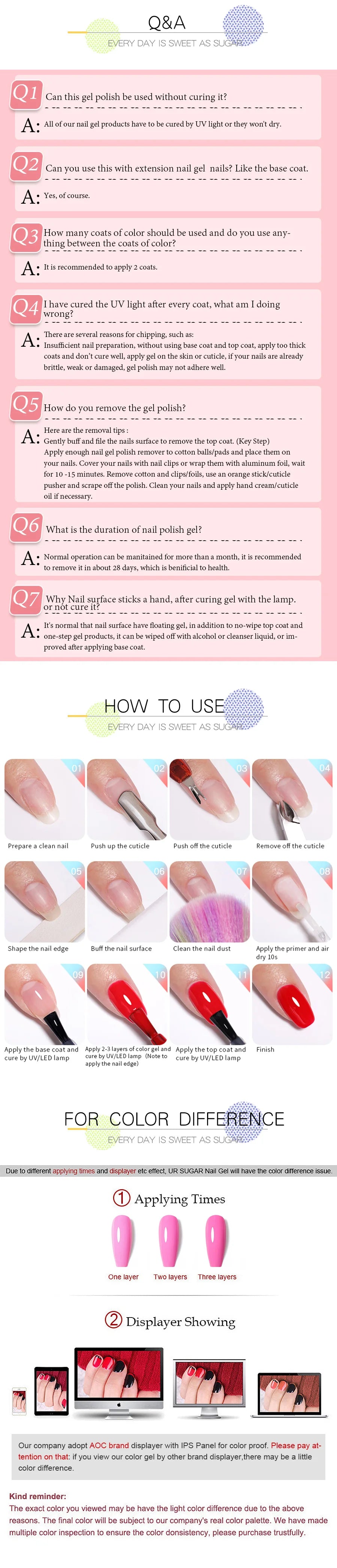 URSUGAR 7.5ml Solid Color Gel Polsih Classic Matte Glossy DIY Nail Art Trendy Reflective Glitter Nail Gel UV LED Soak Off