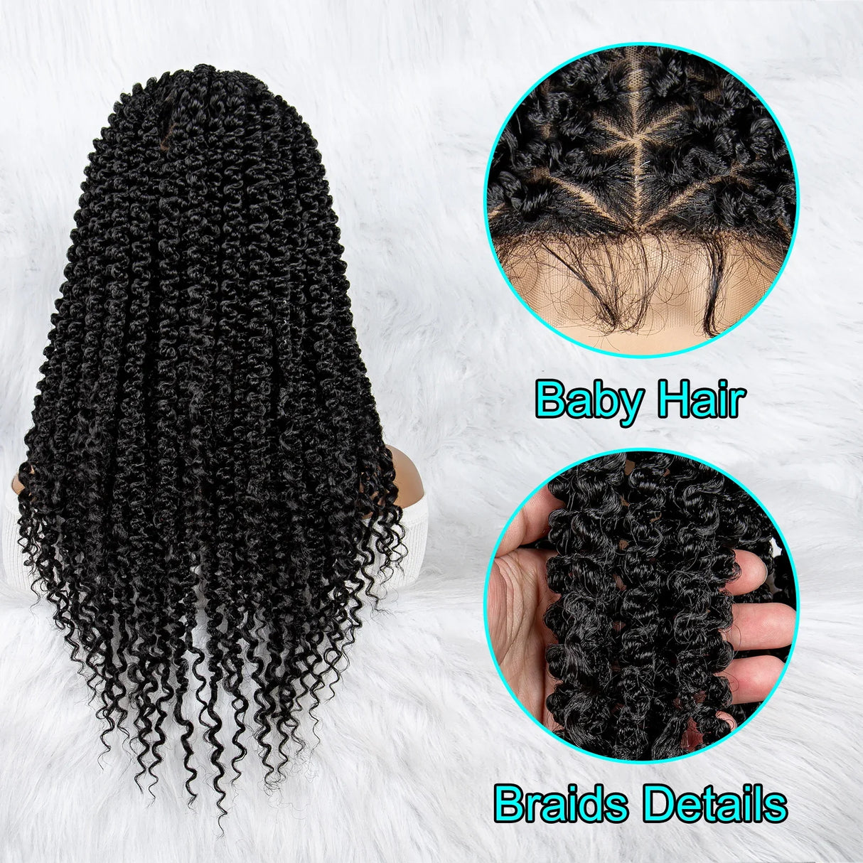 18" HD Lace Full Lace Braided Wig | Twist Braids | Baby Hair | Natural Look | Synthetic Hair