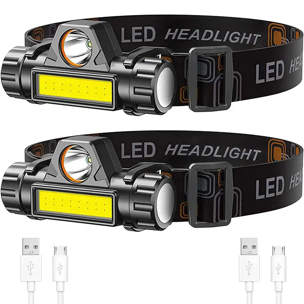 USB Rechargeable Portable Mini Powerful LED Headlamp XPE+COB Hunting Headlight Waterproof Head Torch with Tail Magnetic - Lootquake