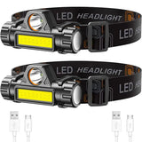 USB Rechargeable Portable Mini Powerful LED Headlamp XPE+COB Hunting Headlight Waterproof Head Torch with Tail Magnetic - Lootquake