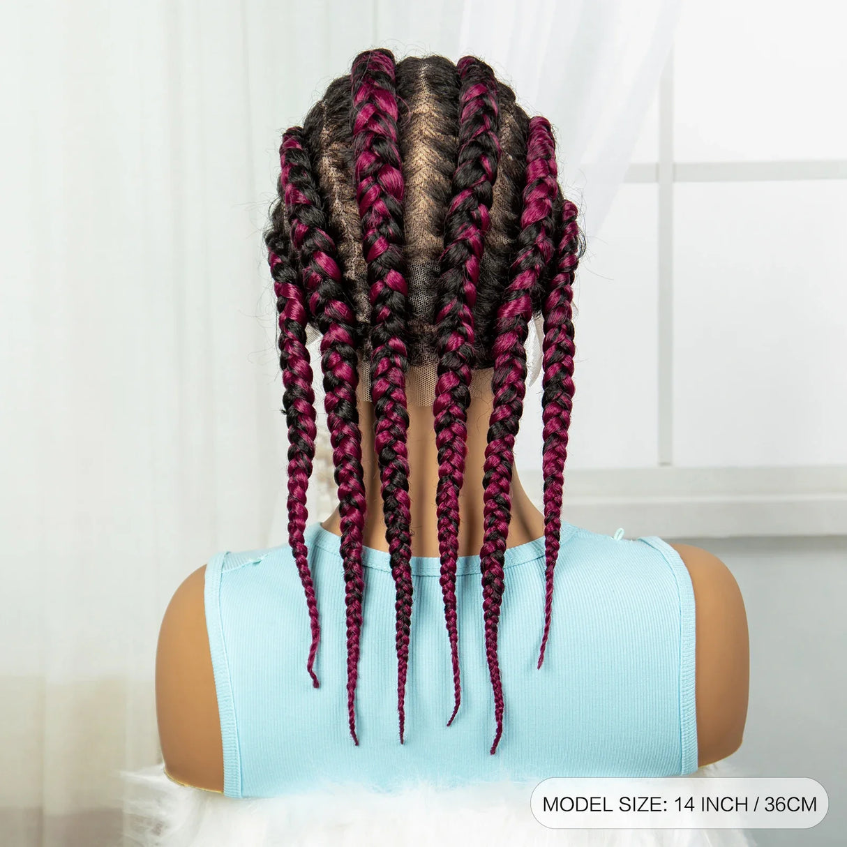 14" Short Knotless Cornrow Braids Wig | Transparent Full Lace Bob