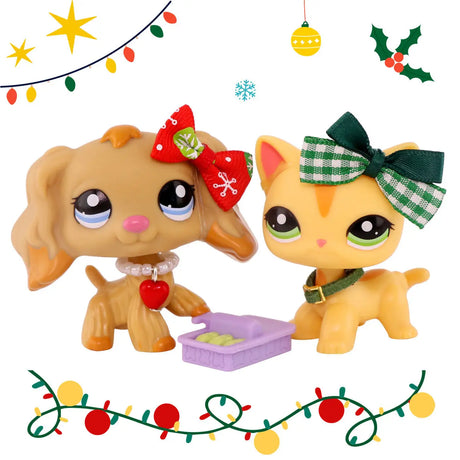 Mini 2pcs Lot Pet Shop Dogs and Cats Collectable With Accessories Best Gift For Kids Toy - Lootquake