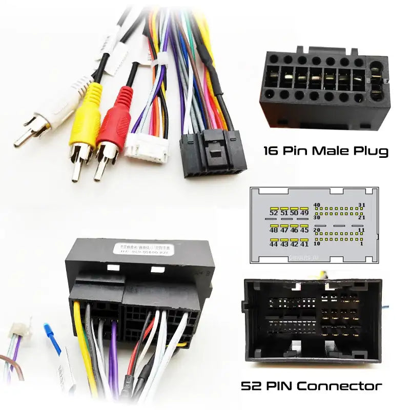 Car Radio Harness Adapter CAN Bus Decoder RCA Connector 16Pin to 52 Pin Wiring Cable for Jeep Renegade Cherokee Compass Wrangler - Lootquake