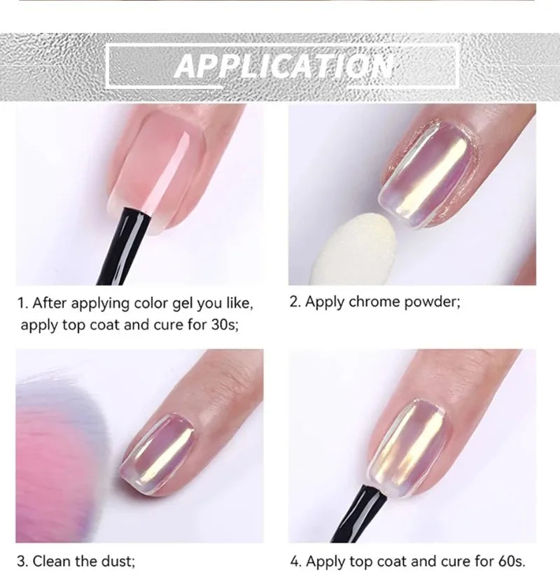 Moonlight Mirror Nail Powder Aurora Silver Glitter Metallic Effect UV Gel Polish for Manicure DIY Nail  Art Design Decoration