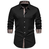 Plaid Color Block Navy Shirt Men 2024 Spring New Slim Fit Long Sleeve Mens Dress Shirts Party Casual Male Social Shirt - Lootquake