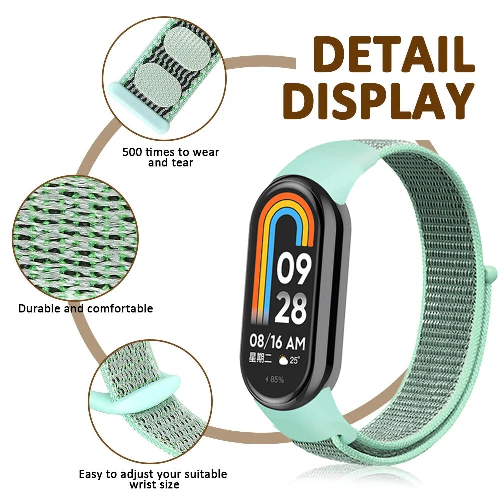 Nylon Loop for xiaomi Mi Band 9 8 Strap NFC SmartWatch Wristband Correa Replacement sport pulsera for Miband 7 6 5 4 3 Bracelet
