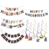 Halloween Party Paper Garland Bat Pumpkin Banner 2025 Happy Halloween Party Decoration for Home Trick or Treat Hanging Pendants