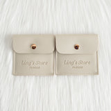 50/100Pcs Custom Logo 8x8cm PU Leather Jewelry Snap Bag Gold Button Pouches Ring Earring Necklace Wedding Favors Gift Organizer - Lootquake