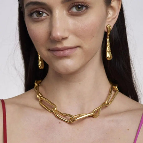 Punk Hip-hop Retro Gold-plated Silver Plated Collarbone Necklace Heavy-duty Thick Chain Necklace for Women - Lootquake