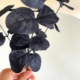 Fleurs artificielles d'eucalyptus noir de 34 cm pour décoration de chambre, de bureau, de maison