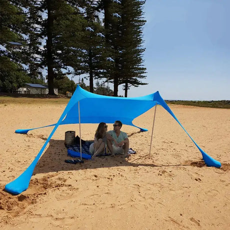 Blue Shade Family Beach Awning Ultralight Sunshade Tent for Sea Outdoor Portable Patio Shade Waterproof Camping Sun Shelter - Lootquake