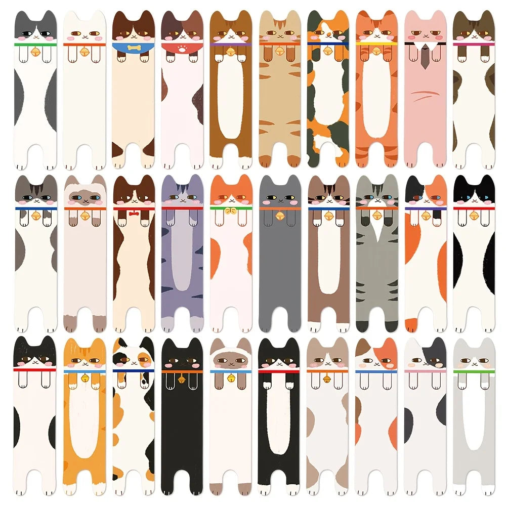30 marcadores de gato de doble cara para estudiantes, libros de lectura, etiquetas, tarjetas de papel, libros, suministros de oficina, marcadores decorativos DIY.