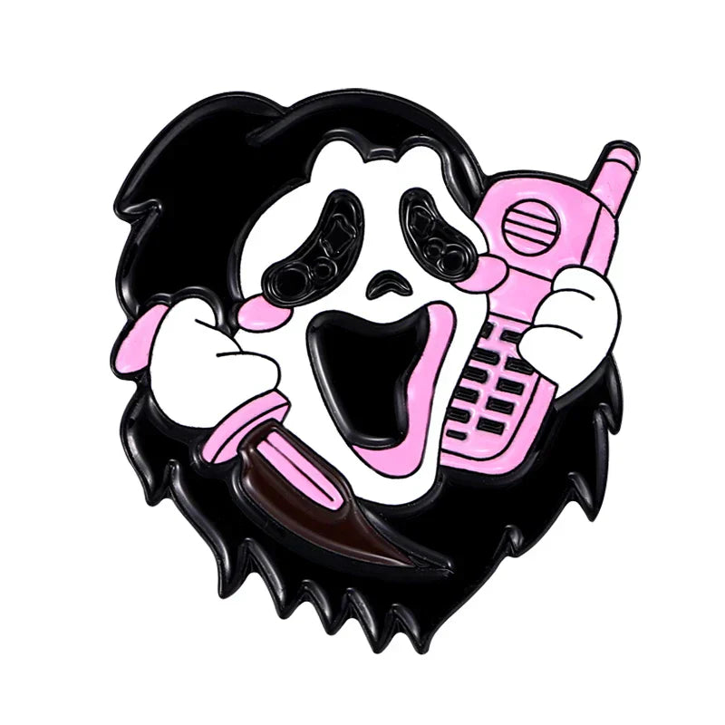 Scary Movie Enamel Pins Gothic Punk Skeleton Brooches Lapel Badges Jewelry Gift