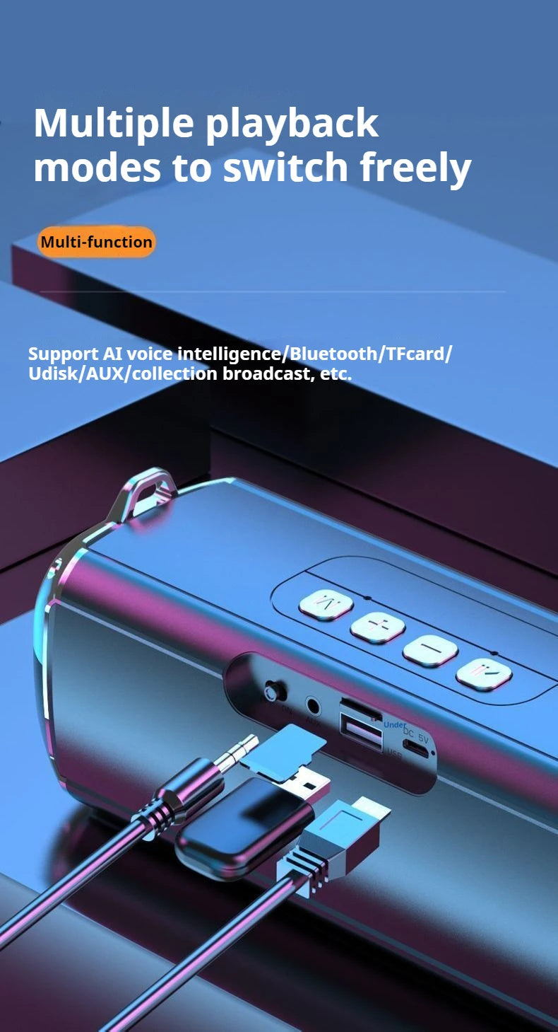 Altavoz Bluetooth portátil estéreo envolvente de 20 W con graves impactantes y luz colorida, subwoofer inalámbrico resistente al agua, boombox para karaoke en casa