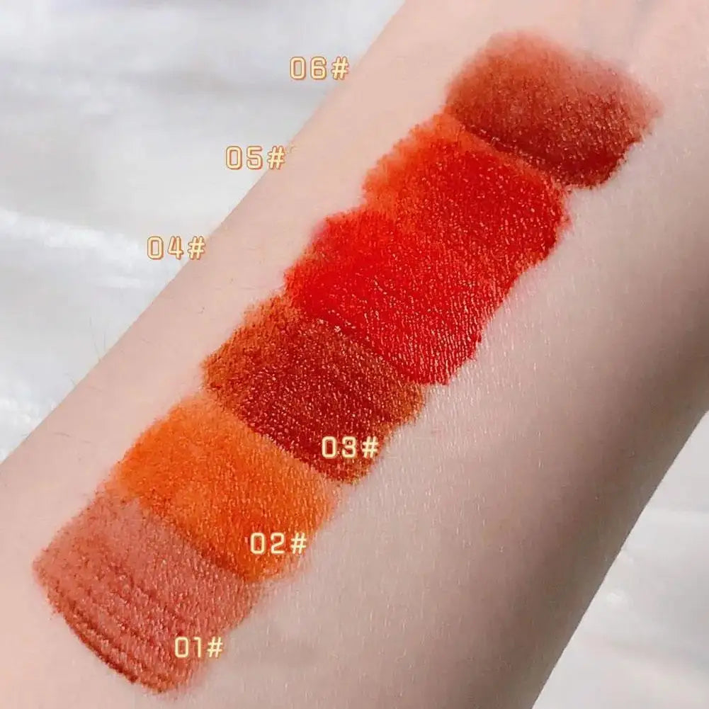 Fashion 6 Pcs Matte Waterproof Velvet Nude Lipstick Sexy Red Brown Moisturizing Pigments Lip Makeup Long Lasting Summer Cosmetic