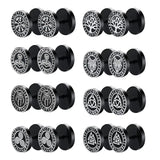 Gothic Norse Viking Runes Stud Earrings for Men Boys,Rock Punk Stainless Steel Valknut Wolf Head Compass Celtic Knot Earrings - Lootquake