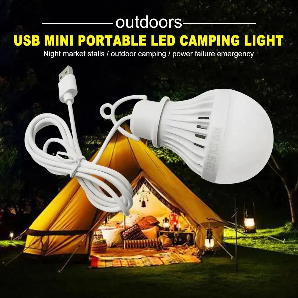 USB Light Bulb LED Camping Light Bulb Portable Camping Lantern Hanging Cord Tent Light for Camping Emergency Truck Fishing Boat - Lootquake