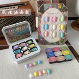9 Grids Nail Powder Color Texture Three-Dimensional Styling Adhesive 9 Colors Nail Fairy Powder Set gel Polish Nail Art DIY