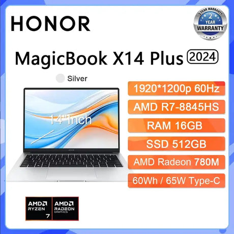 Honor X14 Plus laptop R7-8845HS Radeon 780M 16G+512GB SSD 60Hz IPS Full Eye Screen 14-inch Notebook Win11 - Lootquake
