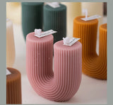 U Shaped Candle Scented Candles Ribbed Aesthetic Home Decorative Candles Smokeless Personalized Candles Guest Gift Lot