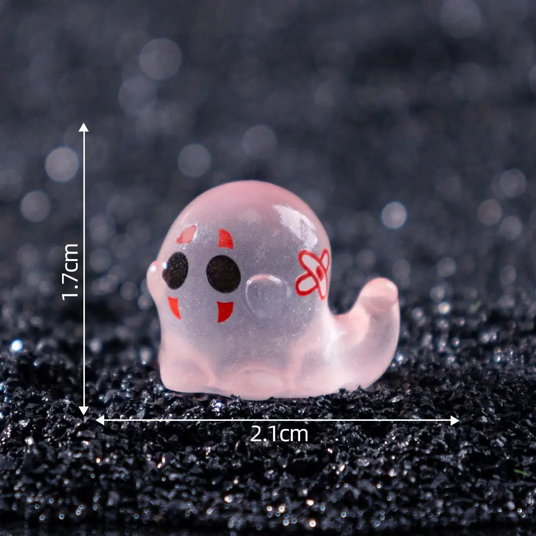 Cute Halloween Mini Luminous Ghost Miniature Landscape Ornaments Resin Diy Home Decorations Desktop Decor Crafts Party Gifts