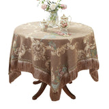 European Retro Style Jacquard Tablecloth Chenille  Tassels Home Furnishings Living Room Decorate Dustproof Round Tablecloth