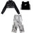 Girls Jazz Dance Hip Hop Outfit Child Model Catwalk Stage Dance Show Costume Black Navel Top White Trousers - Lootquake