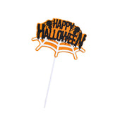 Happy Halloween Cake Topper Trick or treat Ghost Hat Bat Spider web Pumpkin Boo Goblin Bones Party Baking Cake Dessert DIY Decor