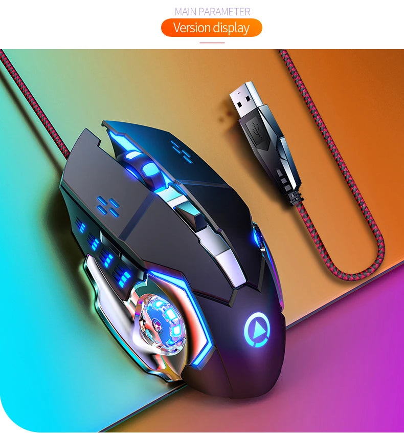 G15 Mechanical Gaming Mouse 7-Color Breathing Light Wired Laptop USB Desktop Office Computer Gaming Mouse Mute
