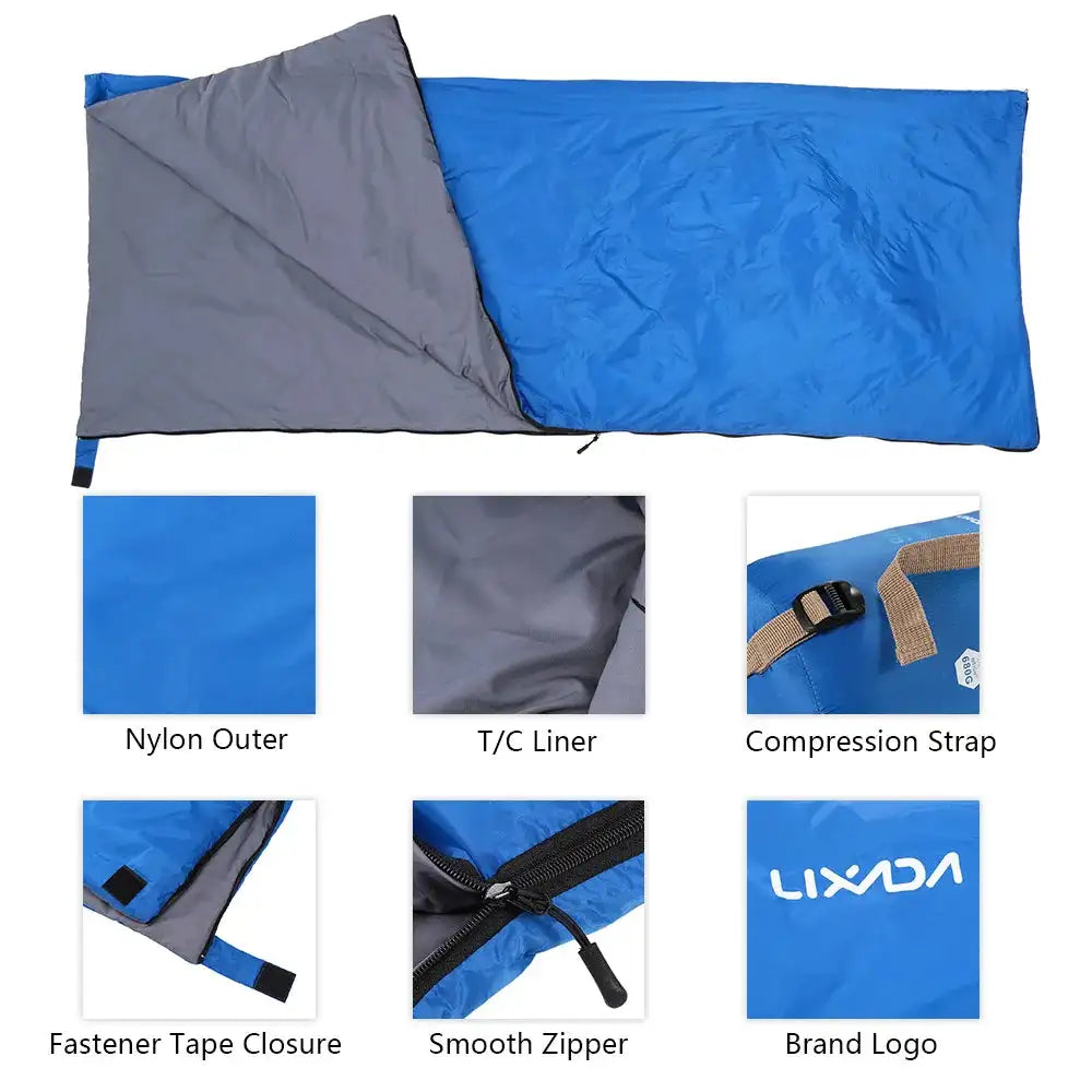 Saco de dormir portátil para exteriores Lixada de 190 x 75 cm, para acampar, viajar, senderismo, multifunción, ultraligero, 680 g, para mochileros.