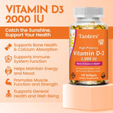 Vitamina D3 2000 UI 50 mcg Cápsulas de vitamina D3 Función muscular saludable Ayuda a mantener la salud inmunológica Huesos y dientes fuertes