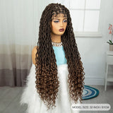 32" Water Wave Dreadlocks & Knotless Braids Wig | Lace Front | Baby Hair