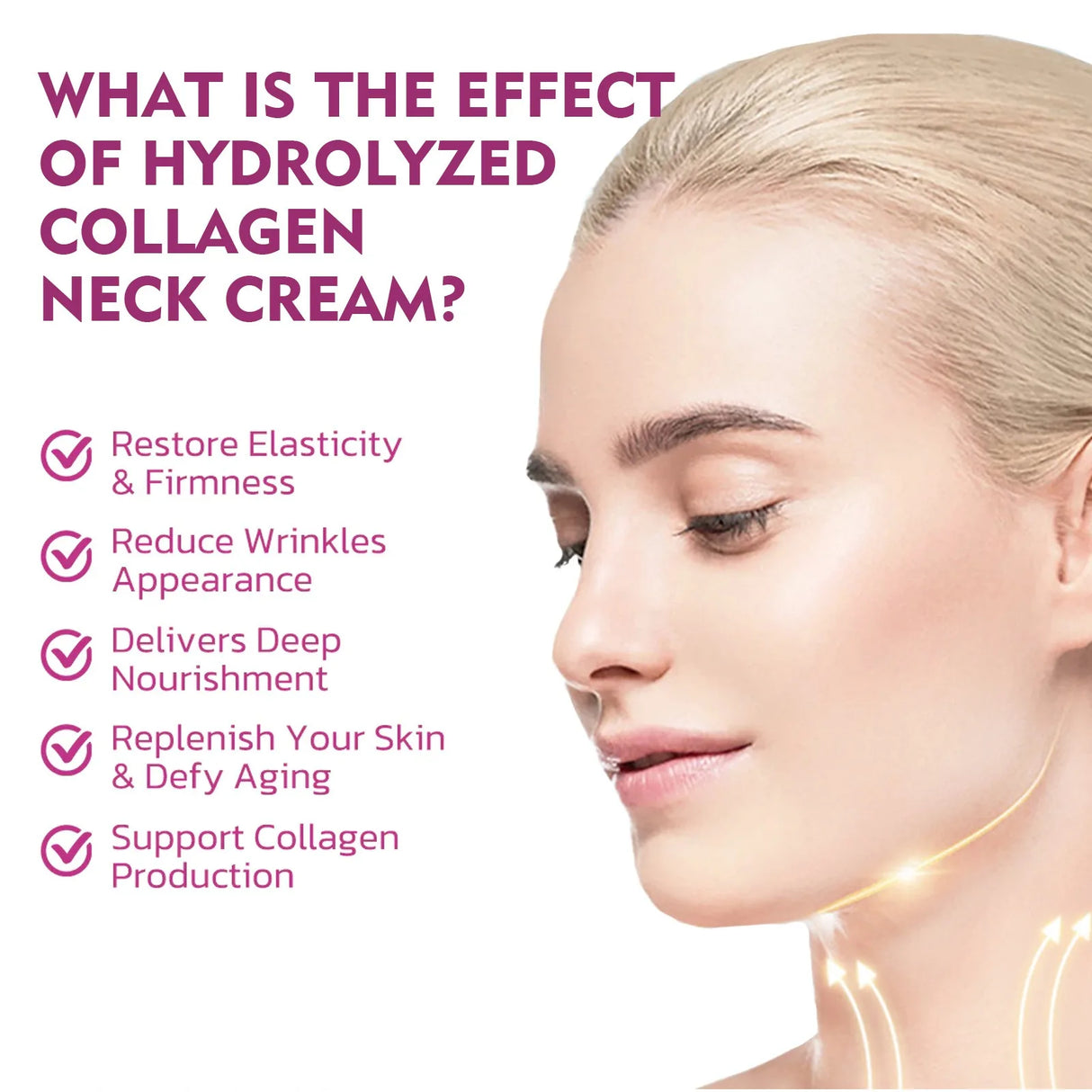 40g Hydrolyzed Collagen Neck Cream - Face Lifting & Firming, Lightens Neck Lines & Dark Spots, Rejuvenating Moisturizer