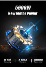 2024 5600W 60v38ah 11-inch off-road vacuum tire electric scooter with maximum speed of 85km/h and cruising range of 90km