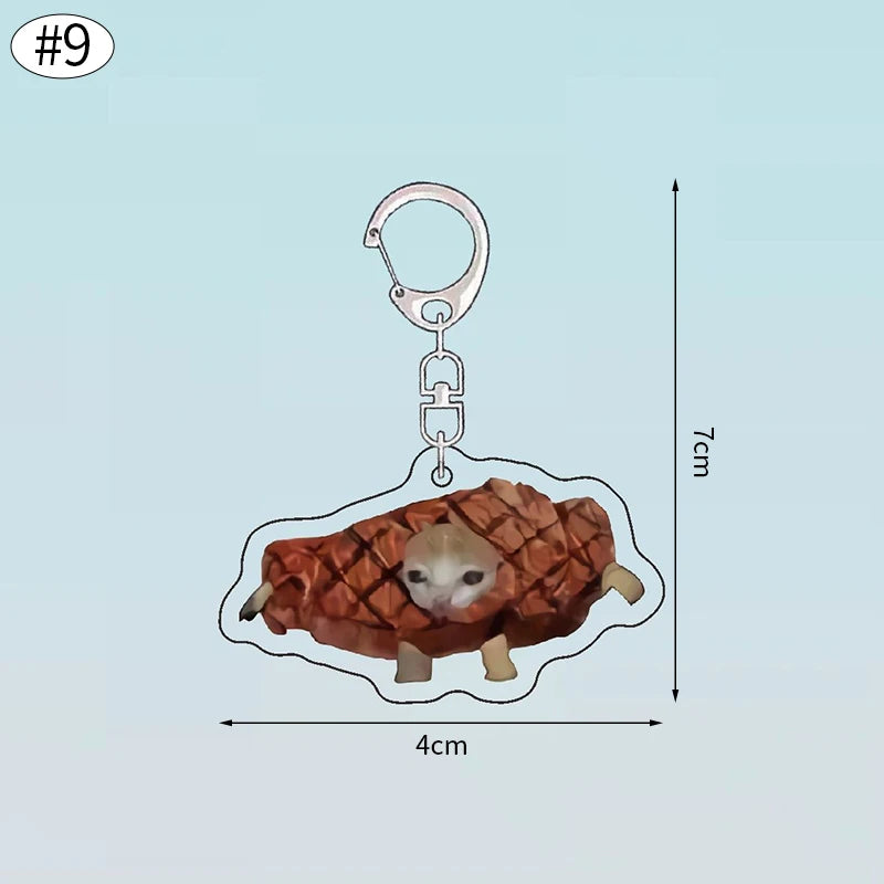 Funny Banana Cat Key Chain Creative Acrylic Happy Cats Schoolbag Pendant Bag Accessories DIY Mobile phone Lanyard Student Gift - Lootquake