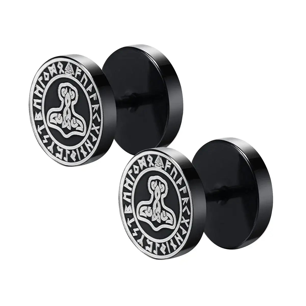 Gothic Norse Viking Runes Stud Earrings for Men Boys,Rock Punk Stainless Steel Valknut Wolf Head Compass Celtic Knot Earrings - Lootquake