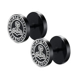 Gothic Norse Viking Runes Stud Earrings for Men Boys,Rock Punk Stainless Steel Valknut Wolf Head Compass Celtic Knot Earrings - Lootquake