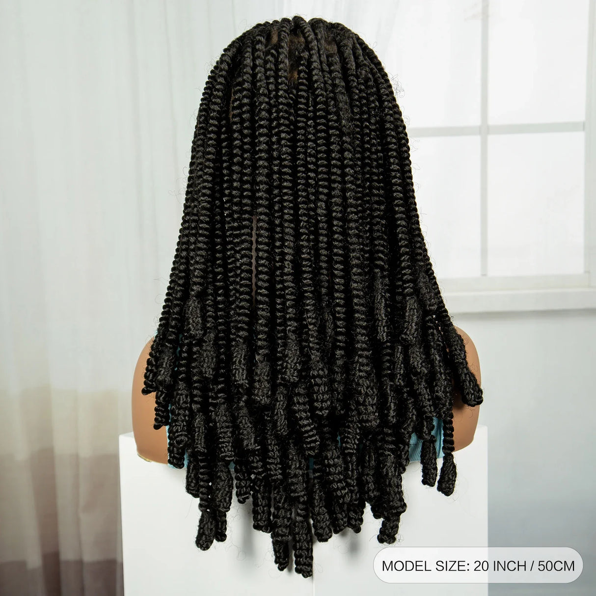 20 Inch Knotless Box Braids Full Lace Wig | Transparent Lace Synthetic Braided Wig with Baby Hair