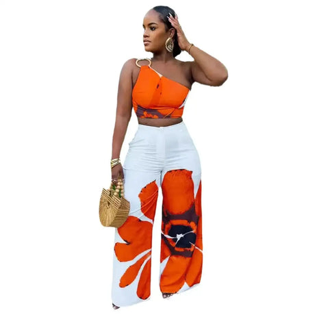 2 Piece Women Sets 2024 New Arrival Summer Autumn Matching Printing Two Pieces Sets Sleeveless Top And Pants Suits Outfits - Lootquake
