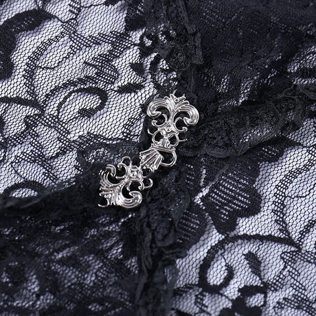 Lace Shrugs Sheer Crop Tops Long Bell Sleeves Cardigan Women Dark Gothic Wedding Punk Sexy Crochet Bolero Cover Up Shirt - Lootquake