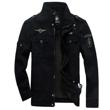 Men Work Jacket Spring and Autumn 2024 New Solid Color Retro Embroidery Outdoor Camping Windproof Coat Men Slim Fit windbreaker - Lootquake