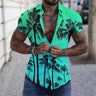 Camisas hawaianas informales con estampado de cocotero, tendencia de moda, camisas de playa con solapa de manga corta y estampado 3D, blusa holgada para vacaciones para hombre