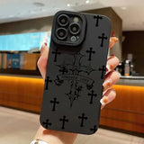 Luxury Black Cross Print Phone Case