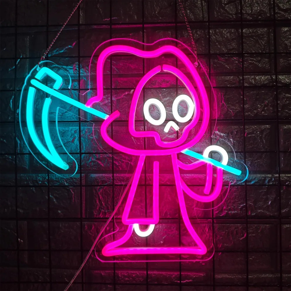 Spooky Ghost Led Neon Sign-Dimmable Halloween Wall Decor, Perfect For Bedroom, Porch & Kids' Gifts Halloween Home Decor Spooky