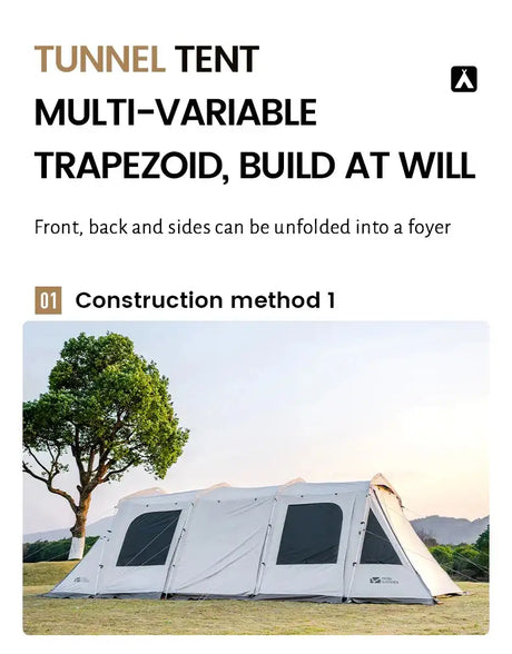 MOBI GARDEN Camping LS4 Tunnel Tent Living Shell Tent Large Blow Tent Invite Space Two Bedrooms - Lootquake