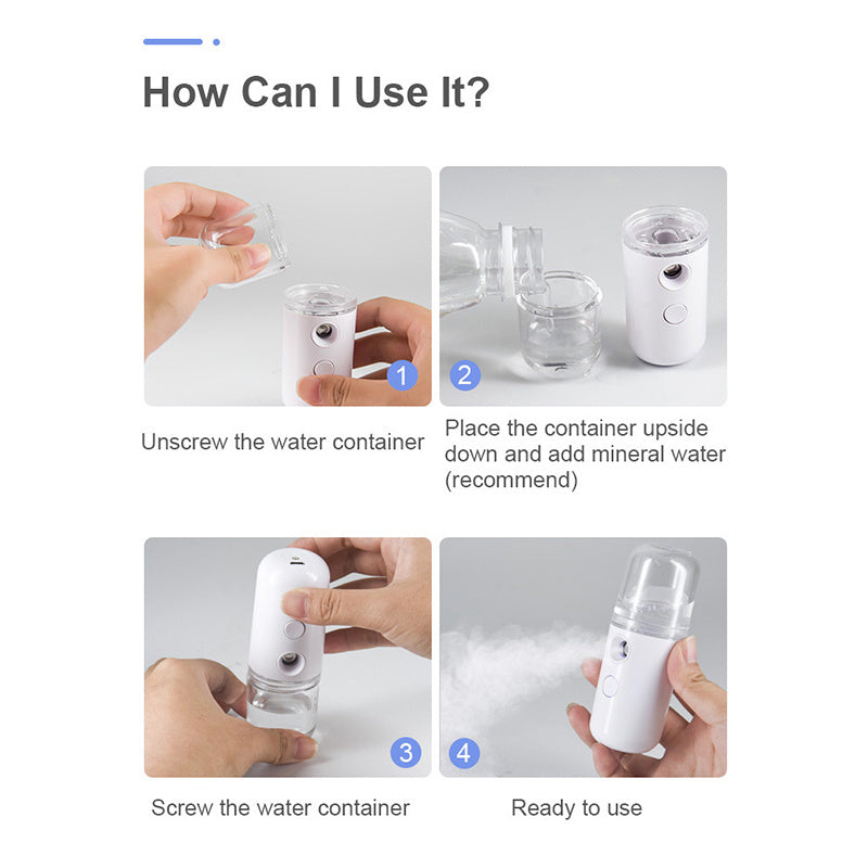 Humidificador facial en aerosol, mini, portátil, con carga, instrumento de belleza, máquina de pulverización fría, vaporizador facial.