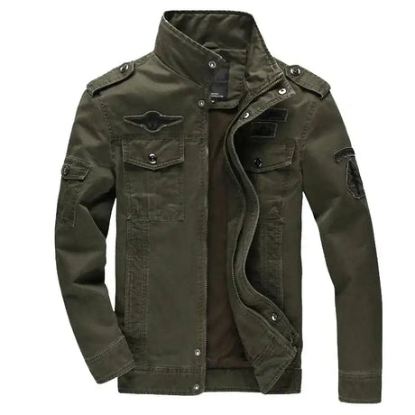 Men Work Jacket Spring and Autumn 2024 New Solid Color Retro Embroidery Outdoor Camping Windproof Coat Men Slim Fit windbreaker - Lootquake