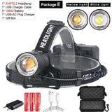 XHP70.2 Use 3*18650 batteries Led Headlamp XHP70 Most Powerful Yellow or White Led Headlight Fishing Camping ZOOM Torch