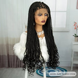 36" Knotless Box Braids Wig with Wavy Ends | Blended Braids | Lace Front